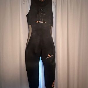 Iron Man-Stealth Full-Body Wetsuit - Black with Gray & Orange Accents